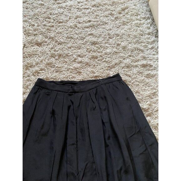 Vintage Pancaldi & B Skirt Black Silk Pleated Mid Length A-Line Size 3 / Medium - Picture 2 of 11